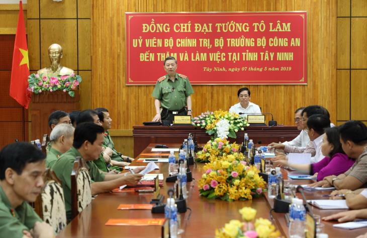 Bộ trưởng Bộ Công an Tô Lâm làm việc tại Tây Ninh